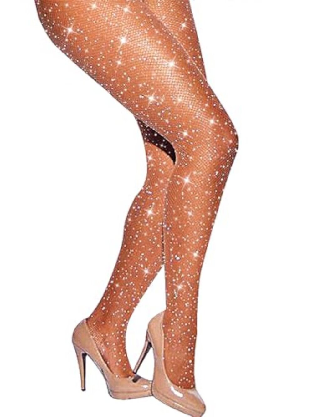 Sexy High Waist Tights Sparkle Rhinestone Fishnets Party Rhinestone Mesh